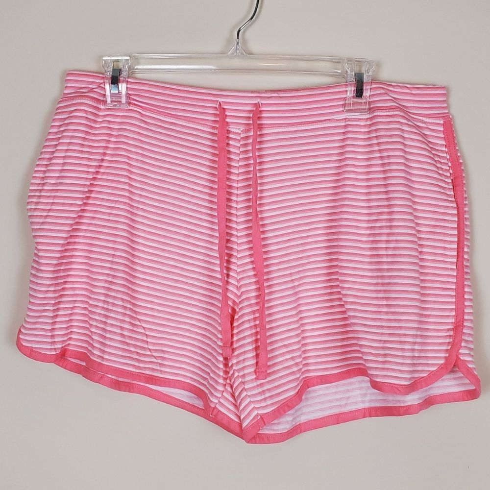 Carole Hochman Pink & White Striped Pajama Shorts Size Medium
